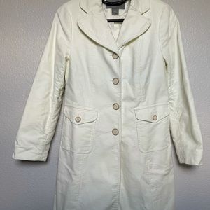 Ann Taylor Petites Ivory Cotton Button Pea Coat 0P